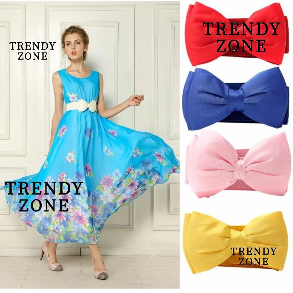 Trendyzone Bowknot Casual Girls Dress Elastic Buckle Elegant Simplicity Women