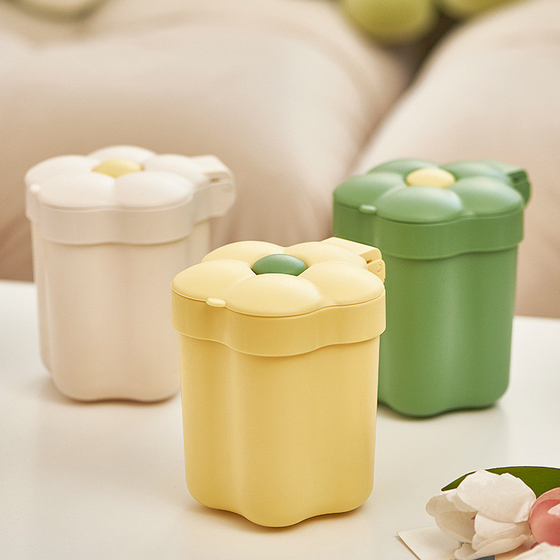 New Product#Japanese and Korean Desktop Storage Bin Household Small Size SUNFLOWER Bedroom Open Trash Can with Lid Dust Basket9wu