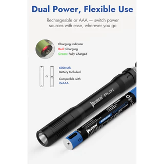 WUBEN PL01 ปากกาไฟฉายชาร์จไฟ 650 Lumens พกพา EDC กันน้ำ สำหรับไฟฉุกเฉินกลางแจ้ง