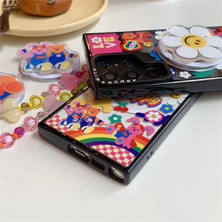 เคสหมีน่ารักสําหรับ Samsung Galaxy S26Ultra S25 S24 S23 FE Creative Magnetic กันกระแทก Hard ฝาหลัง