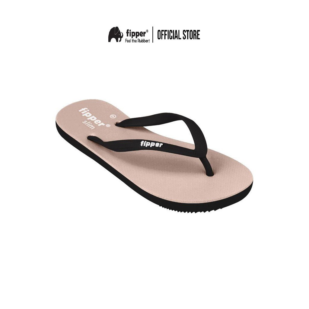 Fipper Slim Selipar Getah Beige / Black - Fipper Slim Rubber Slipper สีเบจ / สีดํา