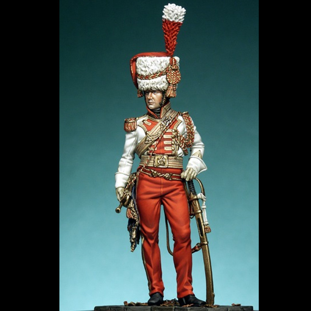 ฟิกเกอร์โมเดลเรซิ่น 1/24 Trumpeter Major of 2nd Lanciers Guard, France, 1811-13, GK, ชุดประกอบและไม่ทาสี