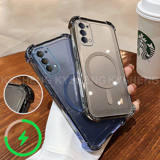 เคสสําหรับ OPPO Reno 4 5 5k เคสโทรศัพท์ซิลิโคน TPU พร้อมการชาร์จแม่เหล็กและสี่มุมป้องกันการตกเปลือกนิ่มโปร่งใส 009