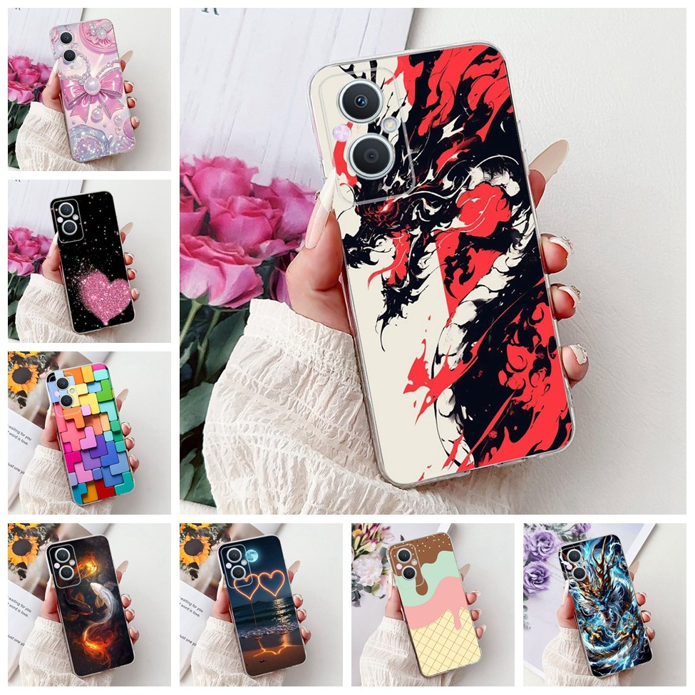 Clear สําหรับ Oppo Reno 7Z 5G CPH2343 ฝาครอบ Oppo Reno 8Z 5G กรณี CPH2457 ผีเสื้อหรูหรา Love แฟชั่นด