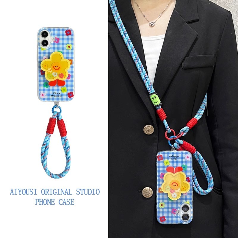 SN921 สําหรับ iphone กันกระแทกเกาหลีน่ารักเคสโทรศัพท์ (16 PRO MAX กรณี/15 PRO MAX 16 plus 14 PRO MAX 16pro 12pro 11), ที่ถอดออกได้เชือกเส้นเล็กผู้หญิงการ์ตูน Art ins สายคล้องสําหรับสาว