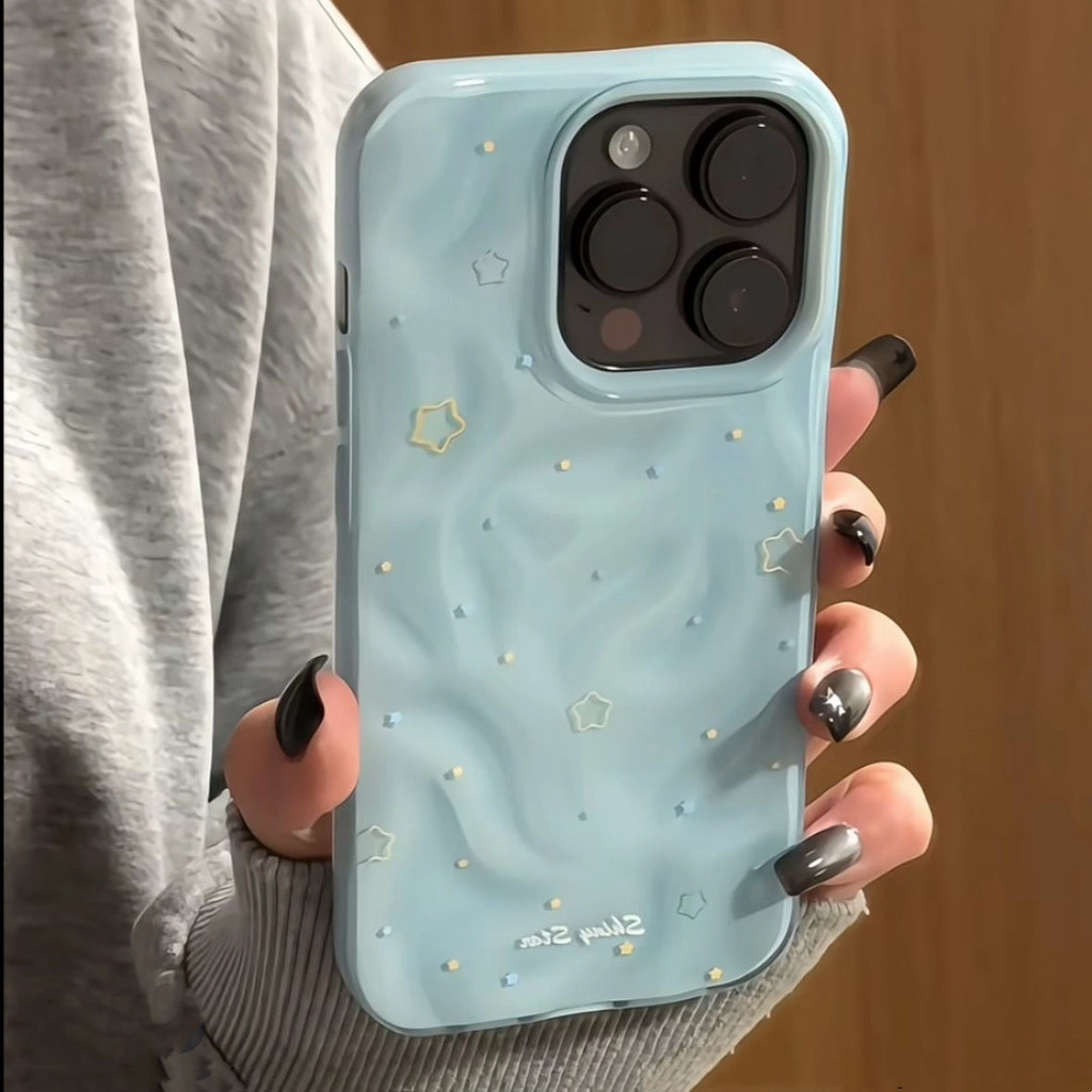 ดาวภาพประกอบเคสโทรศัพท์สําหรับ ไอโฟน 16 15 11 12 13 14 มือโปร สูงสุด 14 15 บวกซิลิโคนอ่อนคลื่นพับรูปแบบฝาครอบกันกระแท