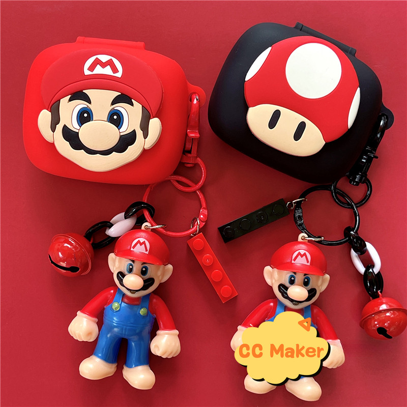 For Honor EarBuds Open Case Cartoon Mario Keychain Cute Finger Ring Pendant Silicone Soft Case Suita