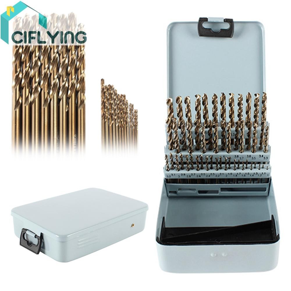51 ชิ้นเจาะชุด Bit Cobalt Jobber Twist เจาะชุด Bit สําหรับเหล็กหล่อไม้พลาสติก [Ciflying.th]