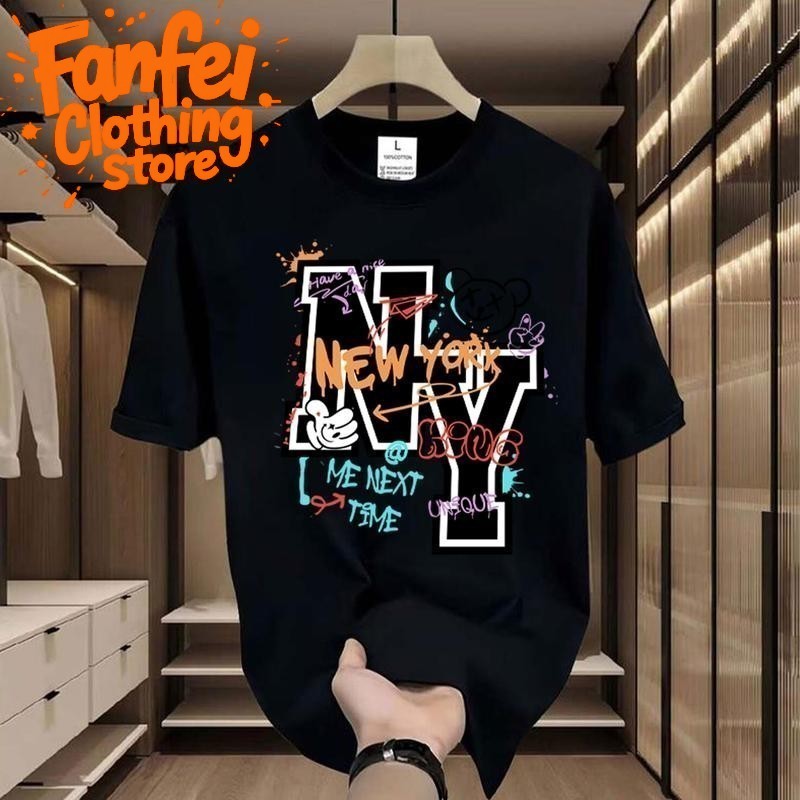 (จัดส่งตลอด 24 ชั่วโมง)Fanfei ล็อตใหม่ล่าสุด เสื้อยืดคอกลม ลายแฟชั่น ยอดฮิต เสื้อผู้ชาย เสื้อผู้หญิง เสื้อขายดี