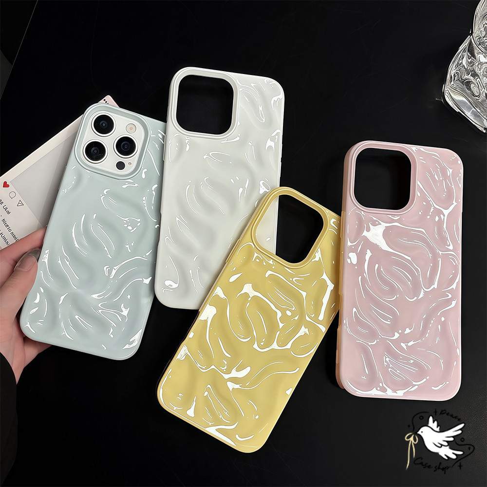 COD-ในไทย💥For iPhone 16 15 14 13 12 11 Pro Max X XS XR XS 7 8 6 Plus เคส เคสโทรศัพท์น่ารัก Candy Color Wave คู่หนังนุ่มป