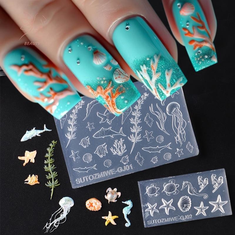 [maybeauty] แม่พิมพ์เล็บซิลิโคน 3D ปลาดาวน่ารัก Ocean Animal DIY เครื่องมือตกแต่งสําหรับคนรักเล็บมีสไตล์ {TH}