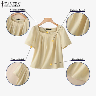 เสื้อเบลาส์แขนสั้น สไตล์เกาหลีสำหรับวันพักผ่อนในฤดูร้อน