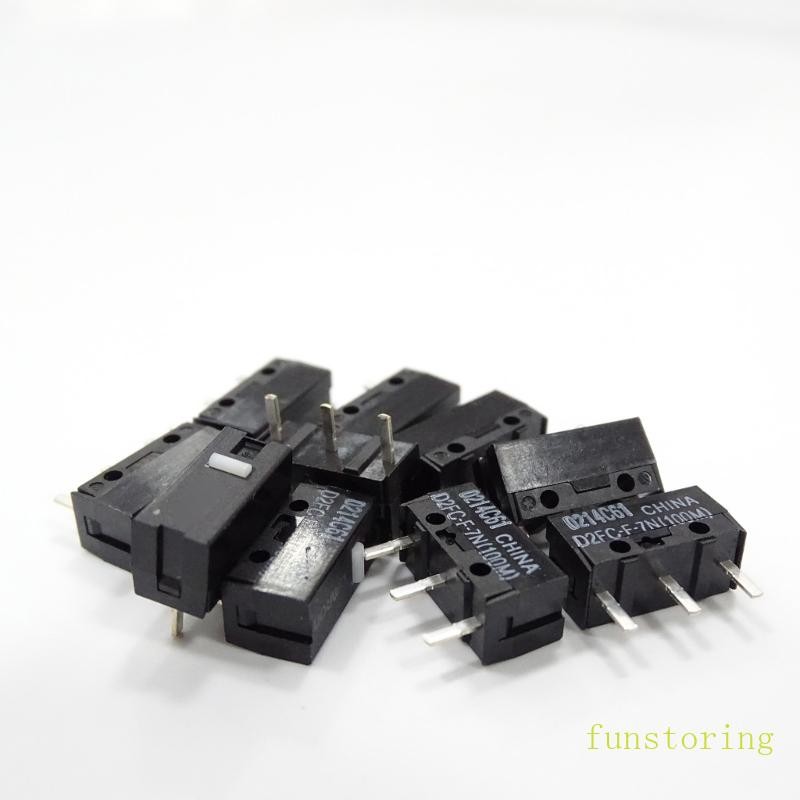 FUN 2 10 ชิ้นหนู Micro Switches D2FC-F-7N 100M หนูปุ่ม Fretting สวิทช์ D2FC-7N WhiteDots 100 ล้านเวล