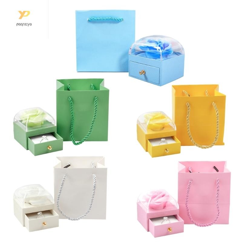 PPY แหวนหมั้นกล่องดอกไม้จําลองกล่องลิ้นชักสําหรับอุปกรณ์เสริมงานแต่งงานอุปกรณ์ Jewlery สําหรับ Girlf