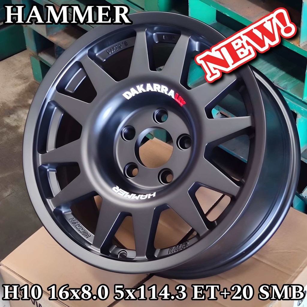 ล้อแม็ก ขอบ16 HAMMER H10 16x8.0 5x114.3 ET+20 SMB ราคาชุด4วง✅ สีดำ🎏 แถมจุ๊บลมยาง👍 มีรับประกันจากโรงง