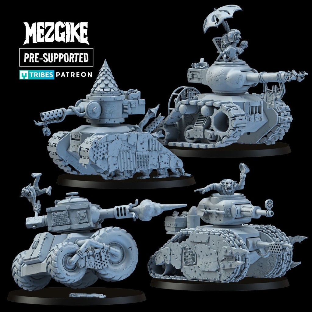 Warhammer Orc Butt Goblin Tank Chariot War Chess Board Game Painting DIY 3D Printing 40K สีขาวรุ่น Z