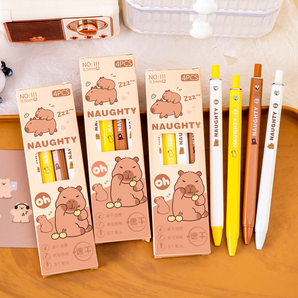 Capybara กดแปรงปากกามูลค่าสูงนักเรียนชั้นประถมศึกษา ST หัวปากกาเจลแห้งเร็วปากกาลายเซ็นสํานักงานเครื่องเขียน