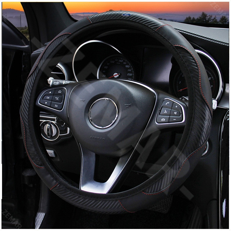 Ford Universal พวงมาลัยรถคาร์บอนไฟเบอร์ลื่นไม่มีวงกลมด้านในพวงมาลัยสําหรับ Ford Ranger Raptor Everest Focus MK2 MK3 Mustang Escape Fiesta Ecosport - รูปที่ 2