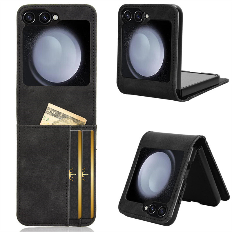 สําหรับ Samsung Galaxy Z Flip 7 FE Flip 7 6 5 4 3 กรณีกระเป๋าสตางค์หนังหนัง Multi-card slot สําหรับ 