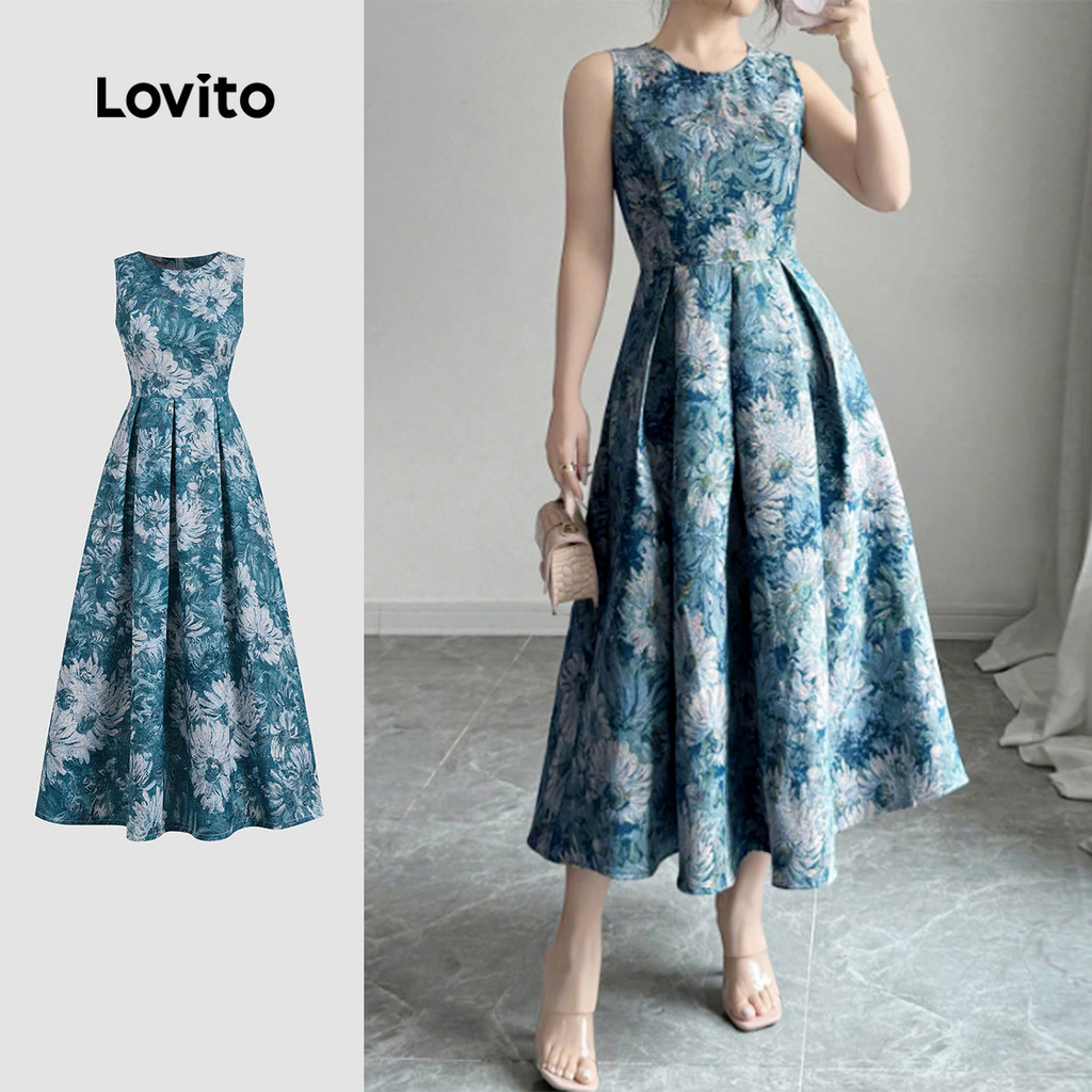 Lovito เดรสโบฮ์ จับจีบ สำหรับหญิงสาว ฤดูใบไม้ผลิ/ฤดูร้อน L142ED635