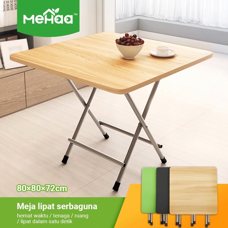 SHOB.SHOP Mehaa โต๊ะพับไม้ 80x80 และ 60x40/โต๊ะรับประทานอาหารแบบพับได้/โต๊ะทานอาหารแบบพกพา/อเนกประสง