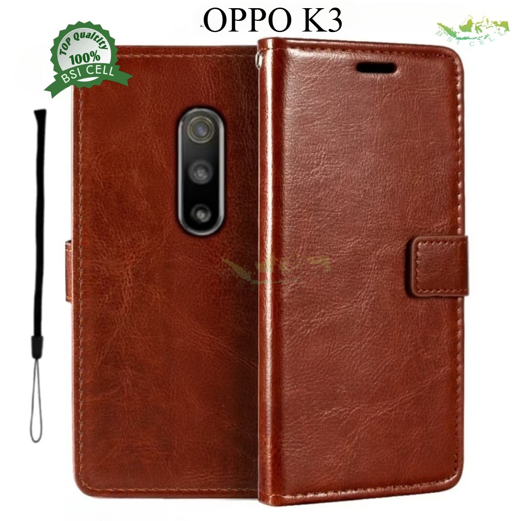 OPPO K3 LEATHER CASE HP COVER LEATHER WALLET FLIP COVER CASE OPEN CLOSE WALLET CASE