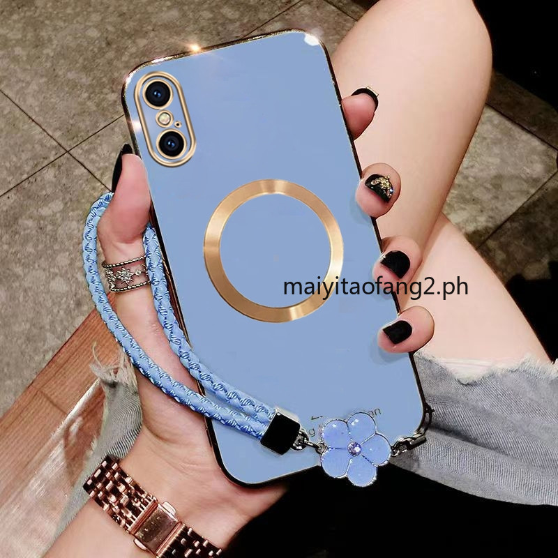 ปลอก iphone xs iphone xr iphone xs max เคสโทรศัพท์ Electroplating soft case นุ่มกันกระแทกชาร์จไร้สายแม่เหล็กดูด + ฟรีเชือกเส้นเล็ก DDSWX01