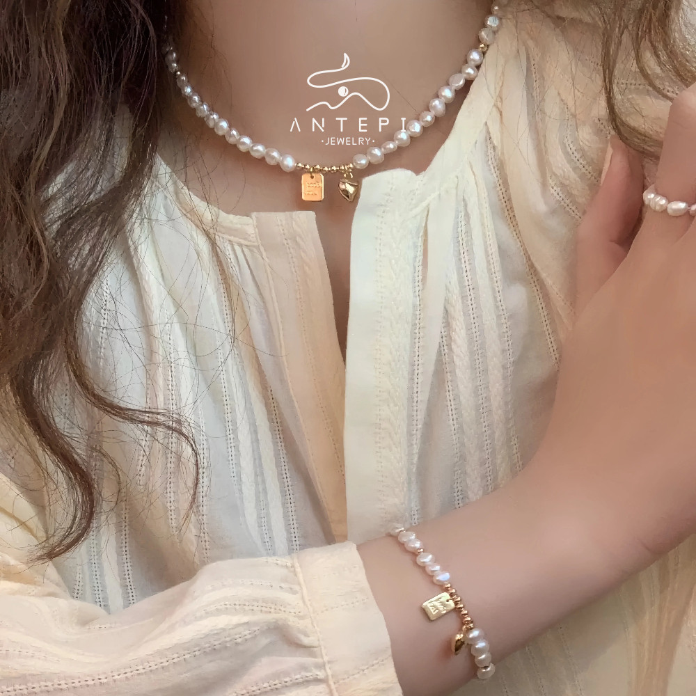 ATP Lucky Wishing sign Love Baroque สร้อยคอมุกเทียม, Hydroplating Anti-Allergy สร้อยคอผู้หญิง