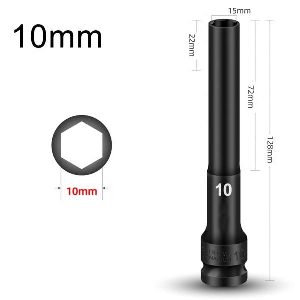 ลูกบล็อค ชุดลูกบล็อกยาว 8-14mm 1/2นิ้ว ปากหกเหลี่ยม 128mm สีดำ ใช้กับบล็อกลม/ประแจไฟฟ้า ชุดบล็อกลม - รูปที่ 4