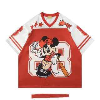 เสื้อยืดแขนสั้น F&amp;X American Jersey Retro สำหรับหนุ่มสาวในฤดูร้อน
