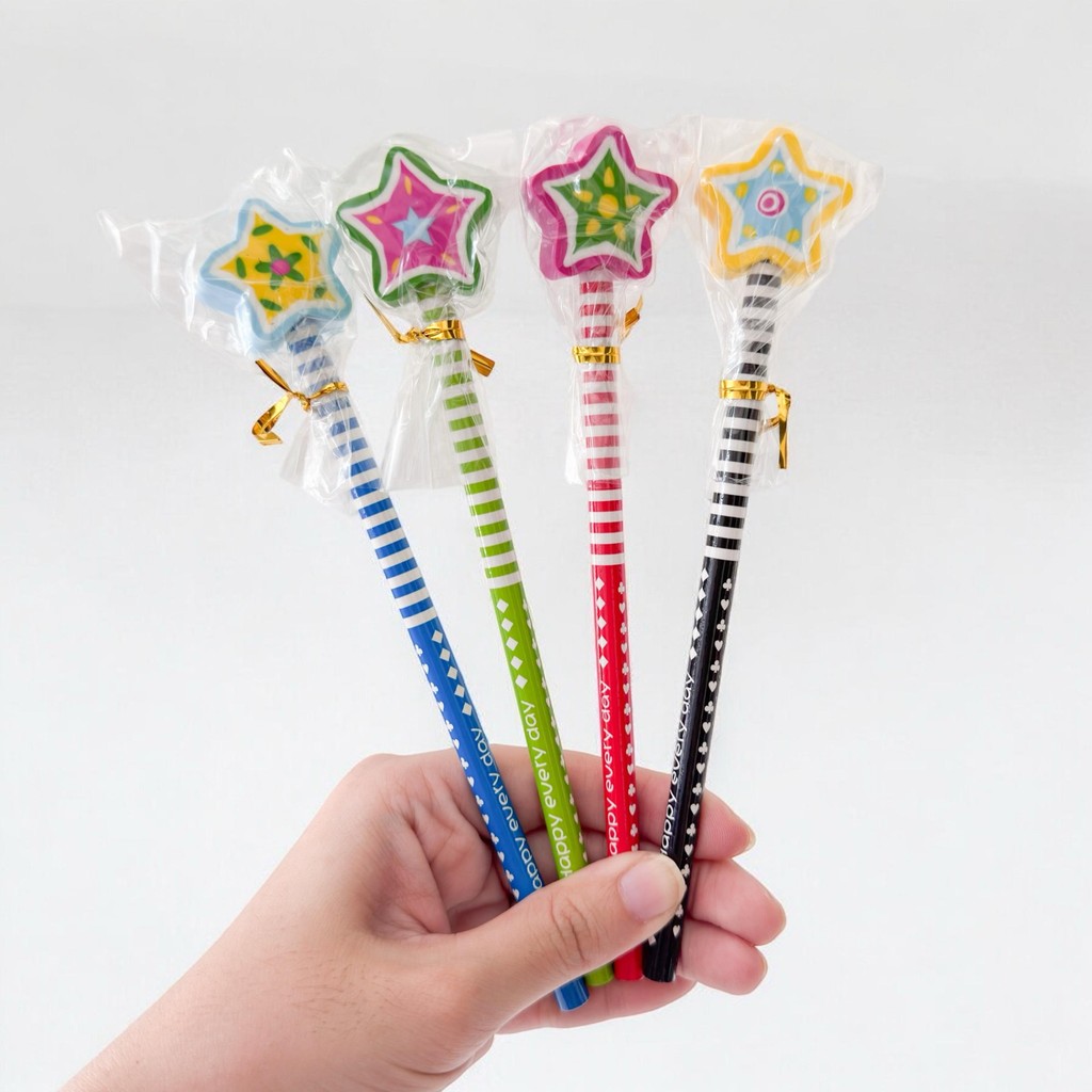 CHILDRENS STICK PENCIL / CUTE ERASER WOODEN PENCIL