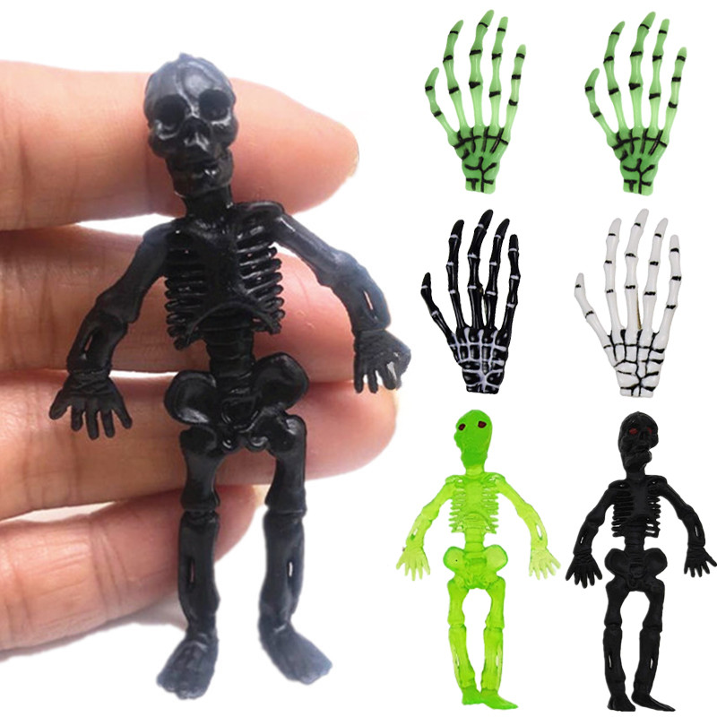 5/10PCS ปาร์ตี้ฮาโลวีนบาร์ Props Luminous Little Skeleton Man Skeleton Ghost Hand Handmade DIY Decor