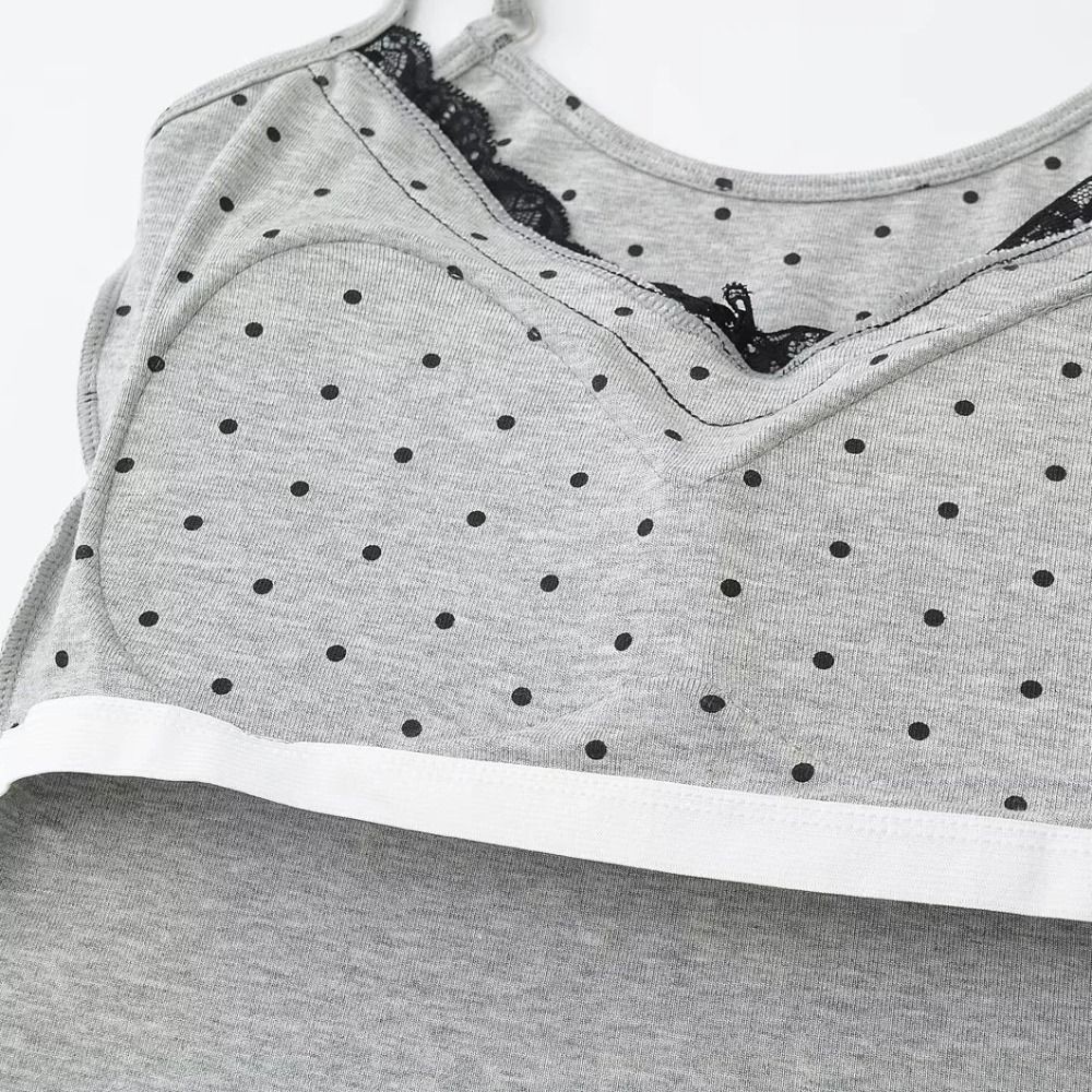 สลิงเสื้อกั๊กสไตล์ Y2K ลายจุด.Bluevelvet ดีไซน์.slimcrop top พร้อมแผ่นรอง bust มีระบายบน-tank top ราคา ถูกที่สุด ดีลบีเคเค แกลเลอรีภาพที่ 9