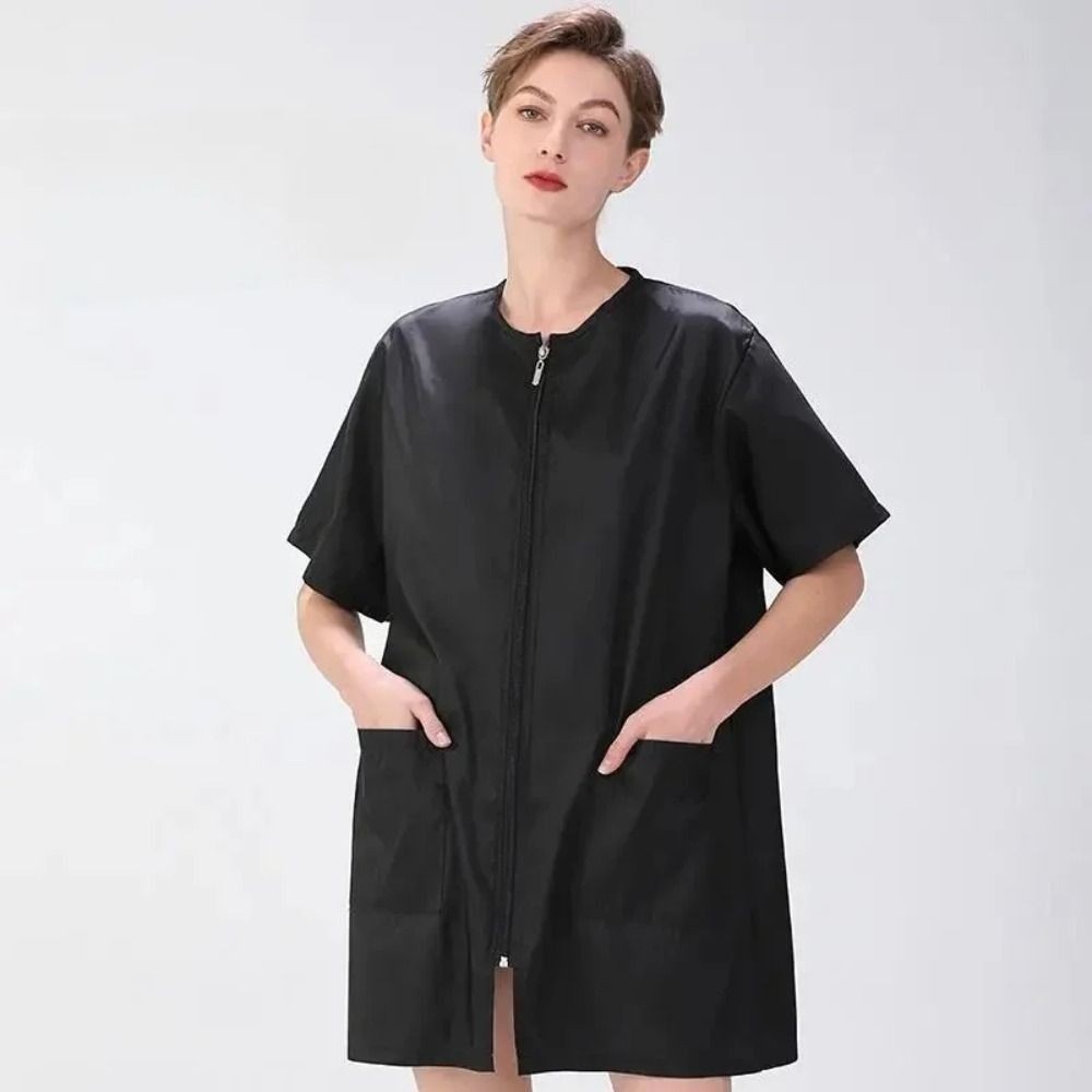 เสียงสะท้อนร้านตัดผมเสื้อผ้าทํางาน,ไม่ติดผมสั้น/แขนยาวร้านทําผมเครื่องแบบ,สากลโพลีเอสเตอร์ง่ายซิประบายอากาศช่างทําผมเสื้อคลุมร้านเสริมสวย - รูปที่ 7