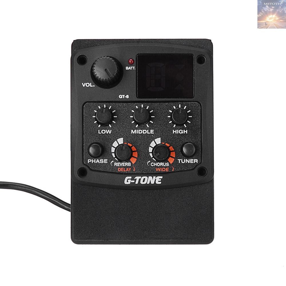 Cherub G-Tone GT-6 กีตาร์อะคูสติก Preamp Piezo Pickup 3-Band EQ Equalizer LCD Tuner พร้อม Reverb/Del