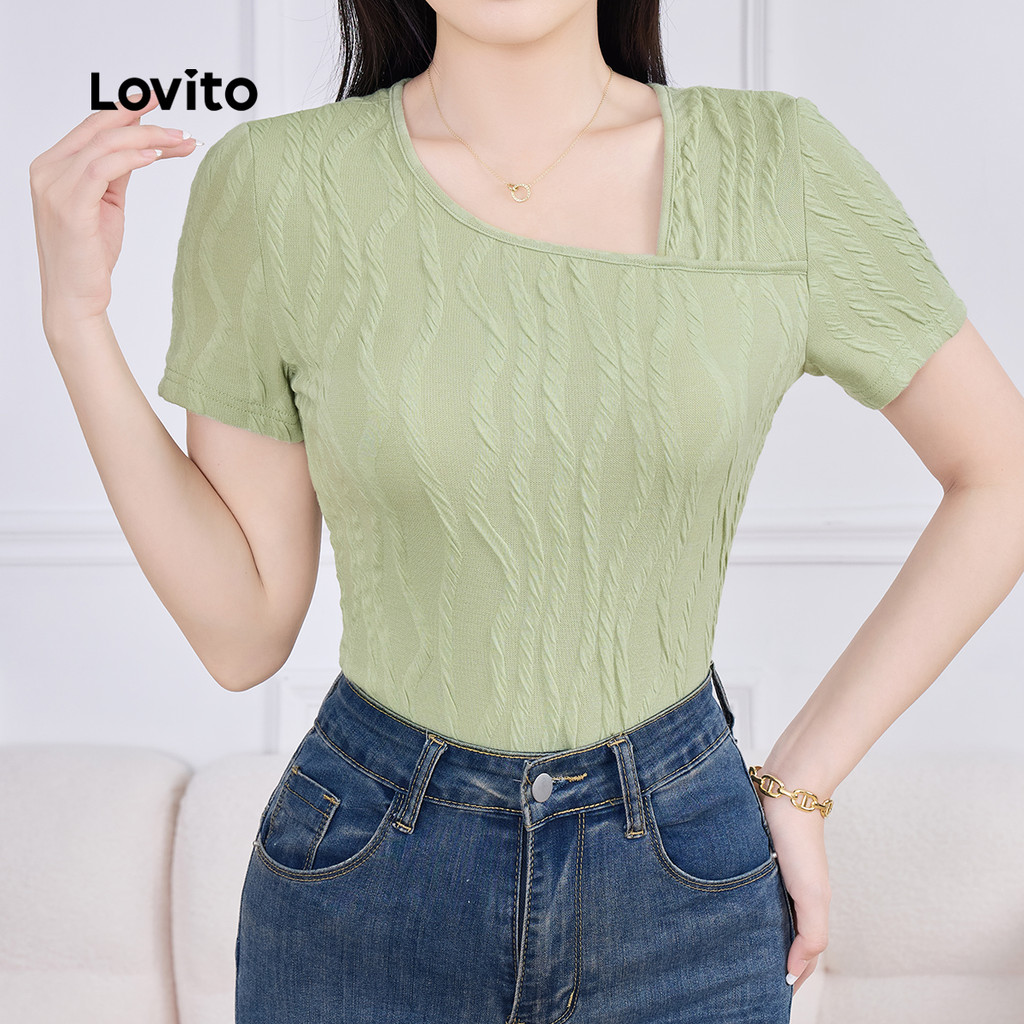 เสื้อยืดลําลองแบบสวมคอปกอสมมาตร Texture-TSB142P1D955