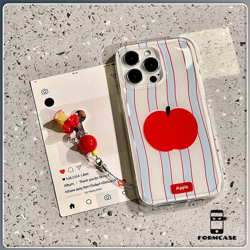 โปร่งใส จัดส่งจากประเทศไทย สไตล์อินสตาแกรม,แอปเปิ้ลแดง for iPhone เคสไอโฟน 11 12 13 14 15 16 PLUS PRO MAX X XS MAX XR 7/