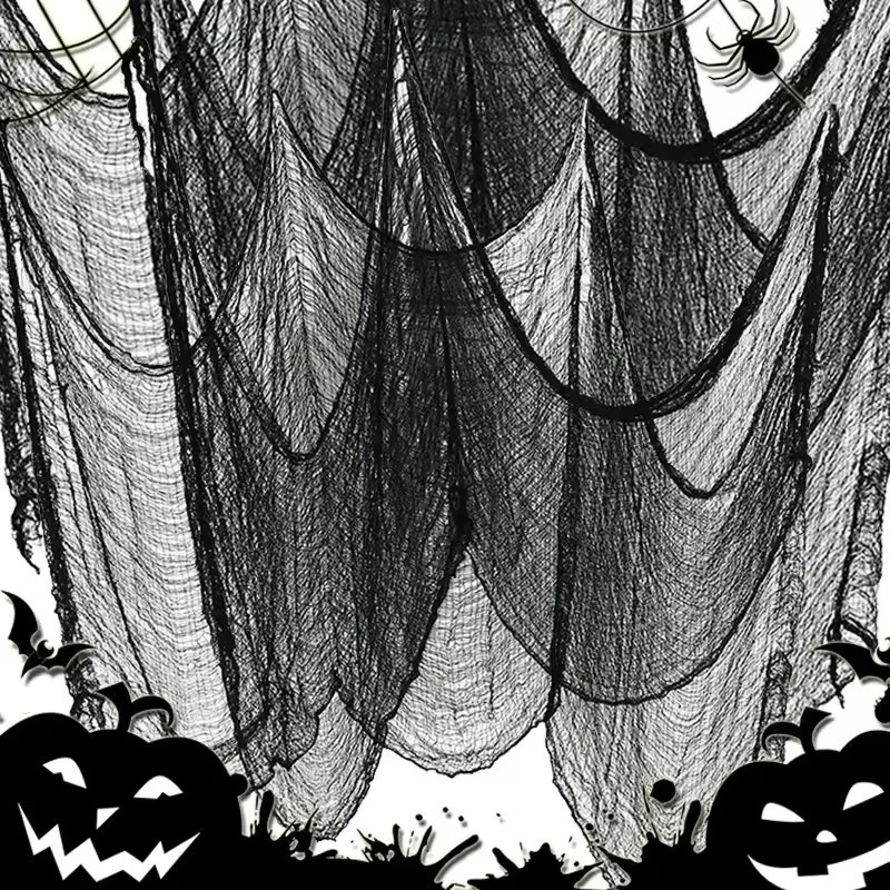 DIY Spider Web สยองขวัญฮาโลวีนผ้ากอซสีดําสีขาว - มัลติฟังก์ชั่น Ghost House แขวนเครื่องประดับ Props