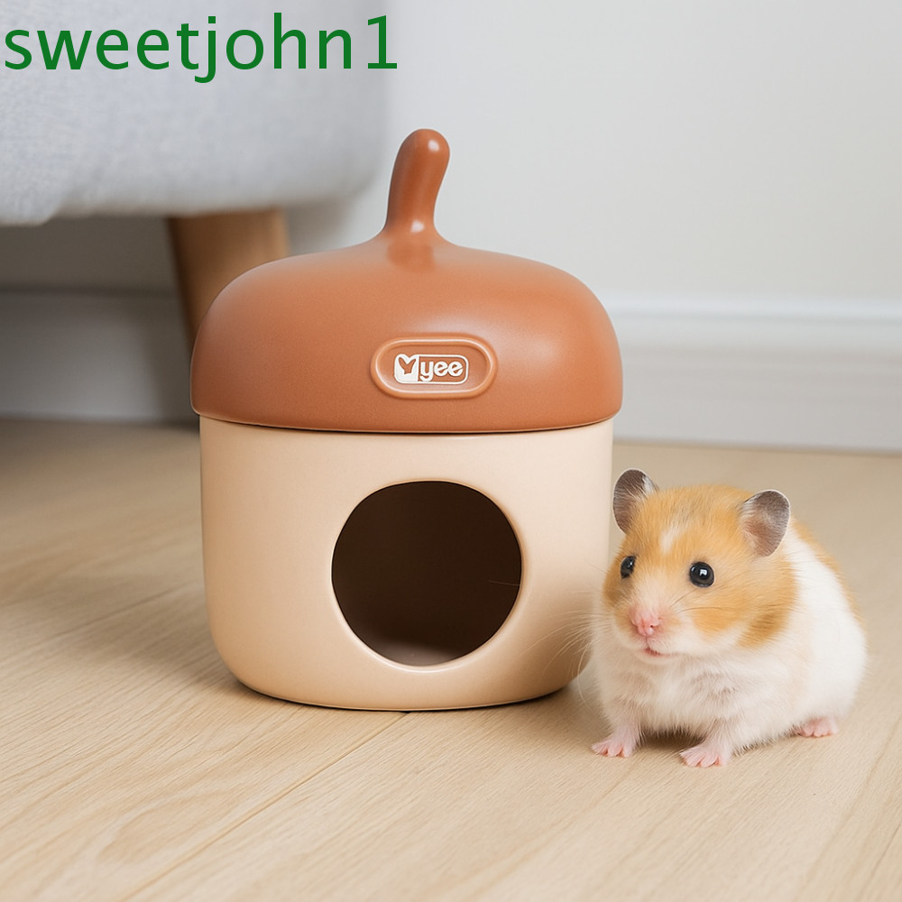 SWEETJOHN เซรามิค Nest Dodge House, ที่ไม่ซ้ํากันน่ารัก Acorn หนูแฮมสเตอร์น้ําแข็งกรง, อุปกรณ์หนู Co