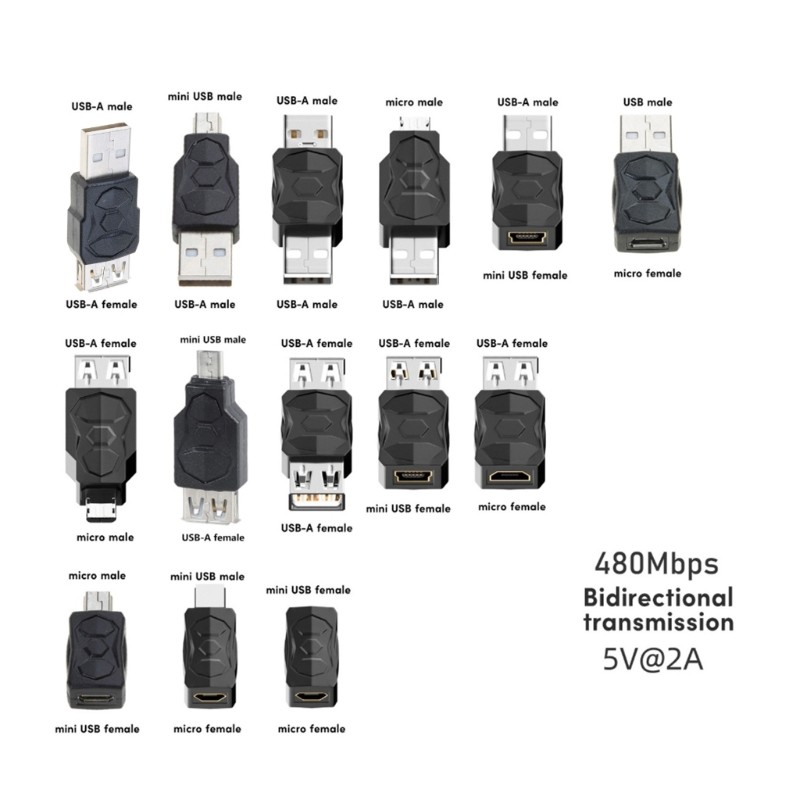 FA Usb to Micro USB Mini USB Adapter Converter Usb ชายหญิง Converter 480Mbpsfor โทรศัพท์แท็บเล็ตกล้อ