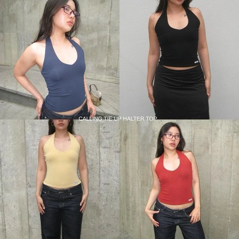 callingonme-tie up halter top เสื้อคล้องคอผ้านุ่มยืด ทรงสวย เข้ารูปทรง