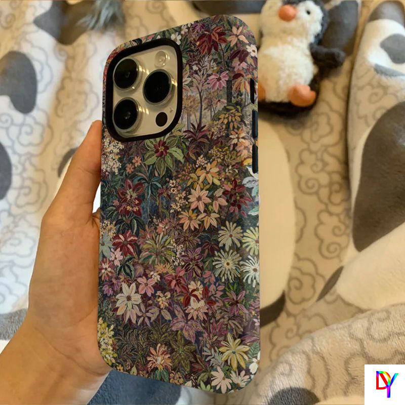 Artistic Floral Apple 16 Pro Phone Case iPhone 13 Case 15 Film Two-in-One 14 Hard 12x Full Coverage