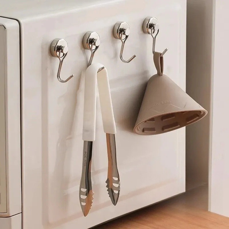 Premium Black Magnetic Hooks Heavy Duty Neodymium Rare Earth Magnetic Hangers Extra Strong Magnets w