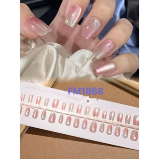 แบบใหม่ พร้อมส่งไทยFM18(3)เล็บปลอม สไตล์โมเดิรน สีลูกแก้วแคทอายใช้งานง่าย 10 ชิ้น/M/S/XSเซ็ตเล็บปลอม ฟรีกาวสิริโคนติดเล็