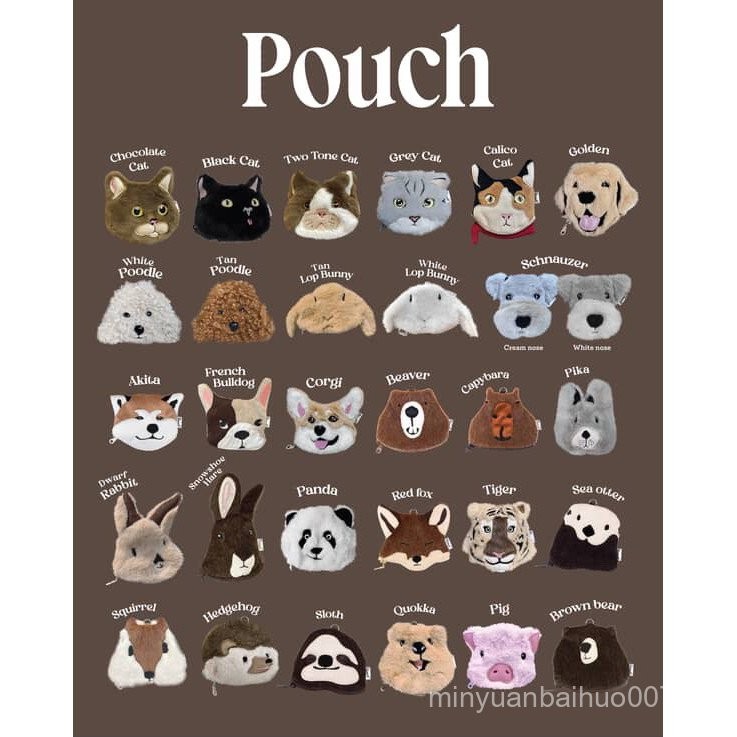 Thai Niche Brand unmelt Dog Golden Retriever Corgi Teddy Lop-Eared Rabbit Cute Plush Coin Purse Card