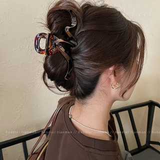 Tortoiseshell Wave Grab Clip Female Large High-End Feel Hair Clip Hair Volume More Shark Clip Back Head Hair Accessories