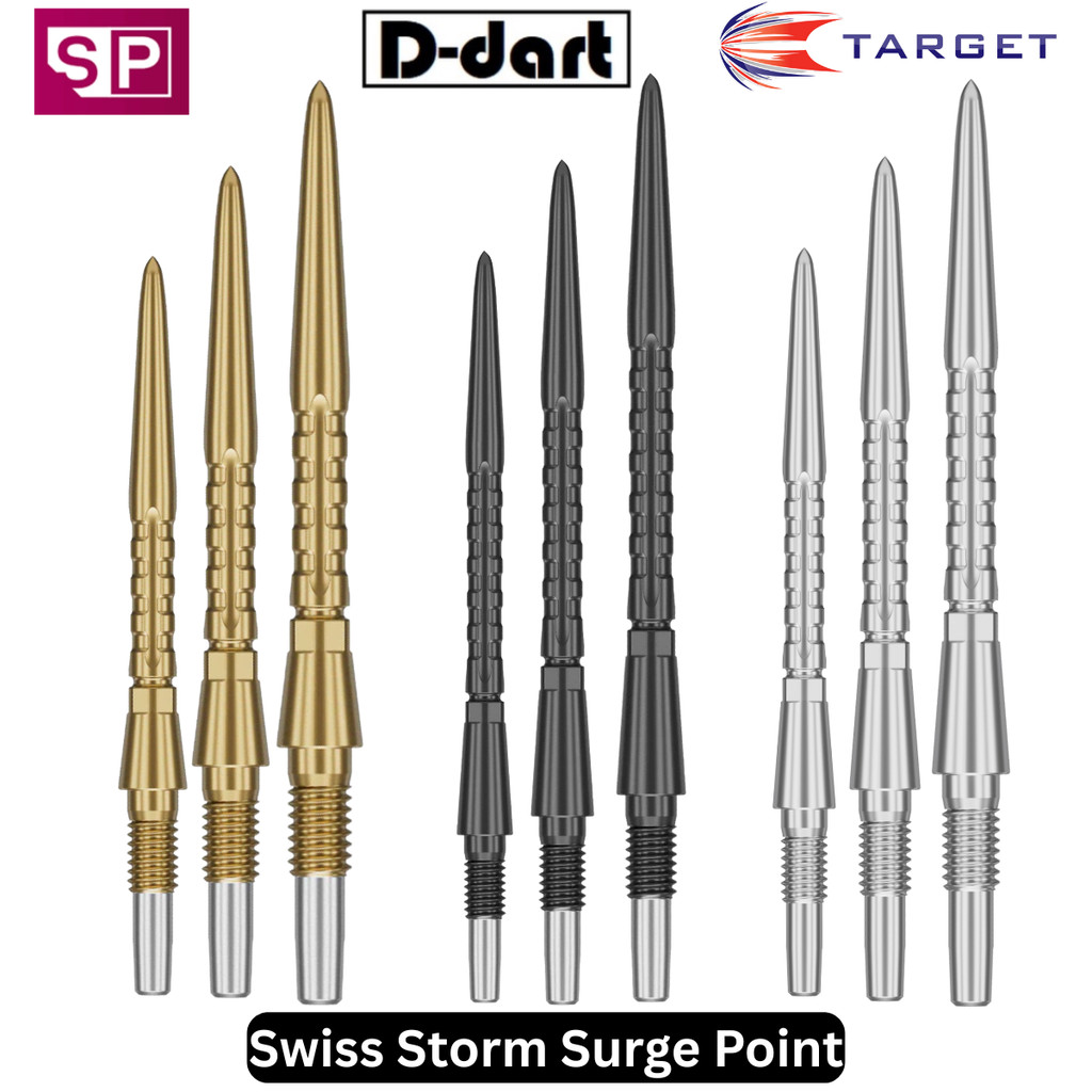 TARGET Dart Point - 26/30/35MM SWISS STORM SURGE BLACK/GOLD/SILVER REPLACEMENT STEEL POINT 3 ชิ้น/แพ็ค