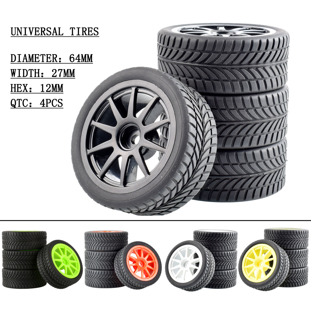 910-6085 64 มม.ยางและชุดล้อ 4PCS สําหรับ 1:10 HSP HPI SAKURA D3 Kyosho FW06 ทั่วไป
