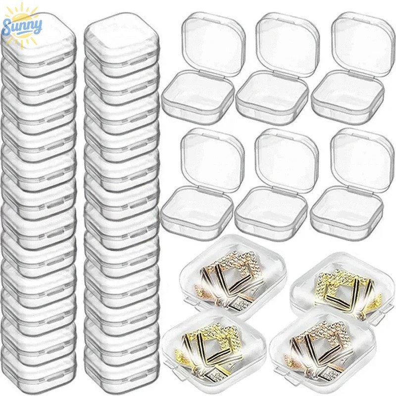 กล่องแสดงแหวนต่างหูใส 1/6 ชิ้น / กล่องเก็บลูกปัดขนาดเล็กพลาสติก / กล่องกันฝุ่นสี่เหลี่ยม