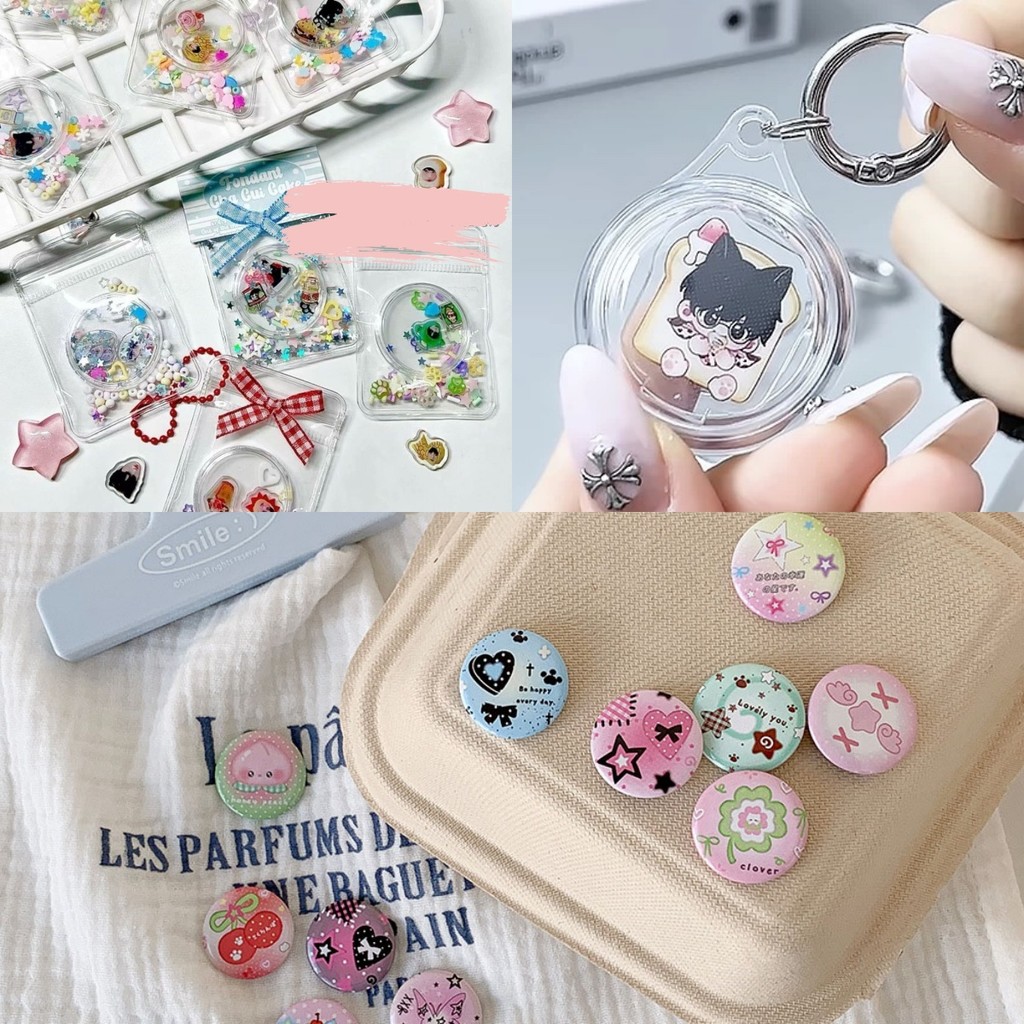 แฮนด์เมด ทําเอง ตกแต่งจี้บัญชีมือตกแต่งชุดเข็มกลัด 25 มม.ป้ายมินิน่ารัก 6 ชิ้นการ์ตูนหวาน อิน ของขวัญ